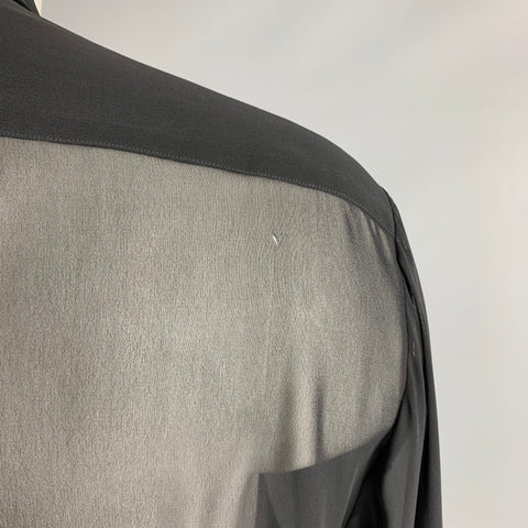VALENTINO Size M Black Sequined Acrylic Blend Button Up Long Sleeve Shirt