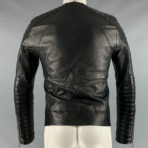 BALMAIN Taille 36 Veste de moto en cuir noir