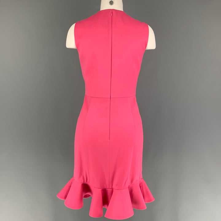 VALENTINO Size 8 Pink Wool Blend Ruffled Sleeveless Dress