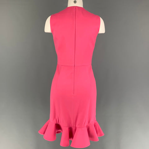 VALENTINO Size 8 Pink Wool Blend Ruffled Sleeveless Dress