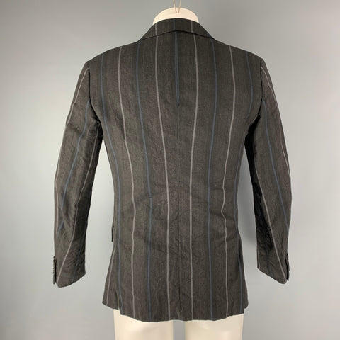 COMME des GARCONS Chest Size S Grey Charcoal Stripe Wool / Linen Sport Coat