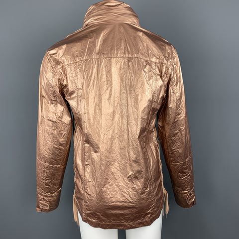 HELMUT LANG Size M Metallic Copper Wrinkled Tyvek Hooded Lace Up Jacket