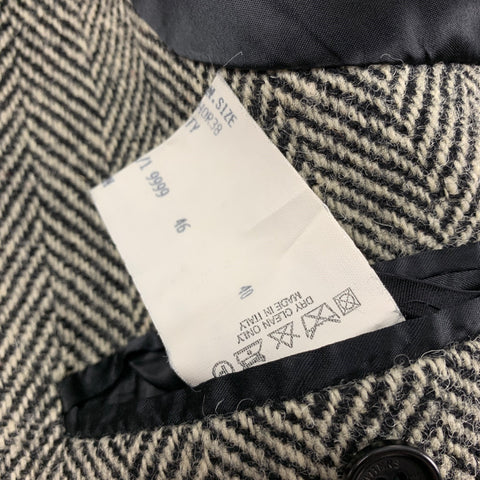 BROOKS BROTHERS Size S White Black Herringbone Wool Coat