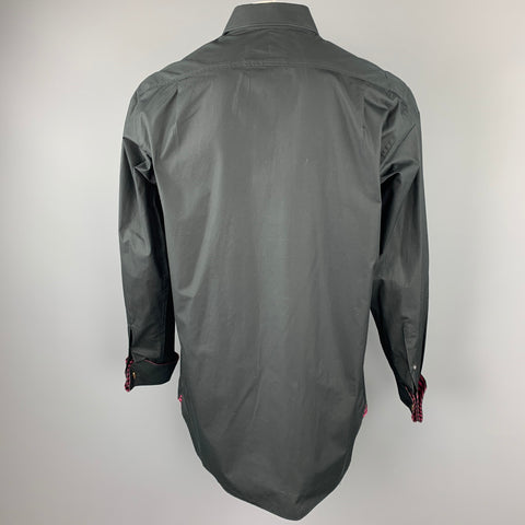 THOMAS PINK Size L Black Cotton French Cuff Long Classic Sleeve Shirt