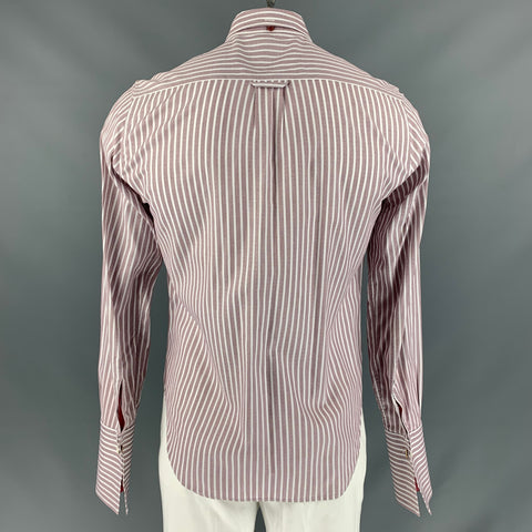 ALEXANDER MCQUEEN Size 40 Burgundy &  White Stripe Cotton Long Sleeve Shirt