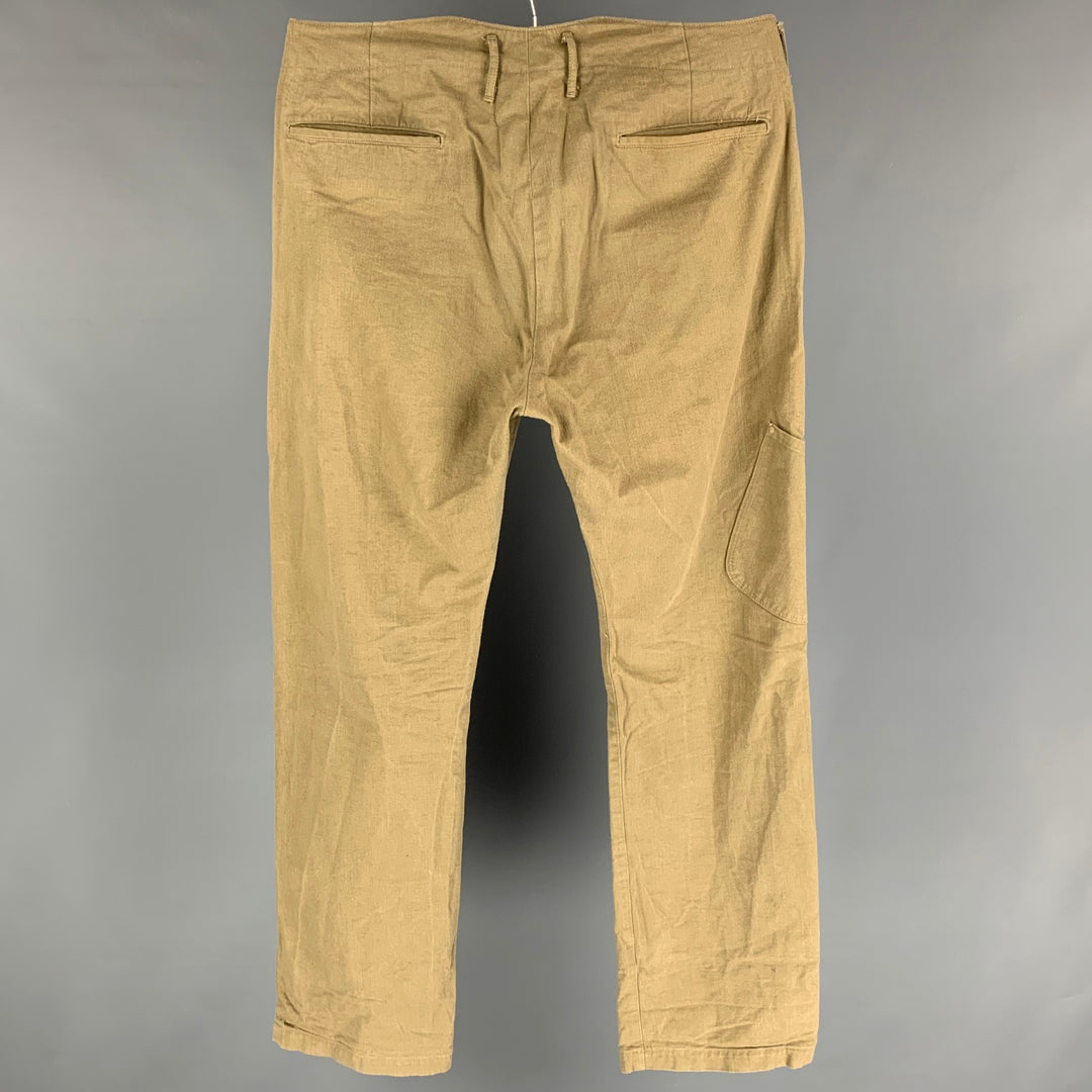 KAPITAL Pantalones casuales de pierna ancha de algodón caqui talla XL