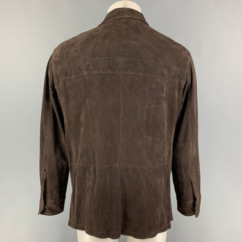 GIORGIO ARMANI Size 44 Brown Suede Peak Lapel Jacket