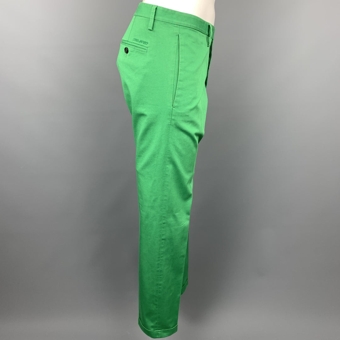 DSQUARED2 Size 34 Green Cotton Button Fly Casual Pants