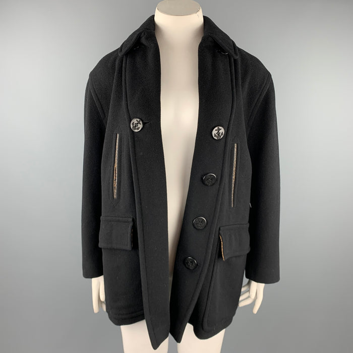 JEAN PAUL GAULTIER CLASSIQUE Size 10 Black Wool Blend Open Front Coat