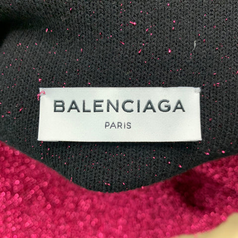 BALENCIAGA Size L Pink Gliter Polyester Blend Turtleneck Dress Top