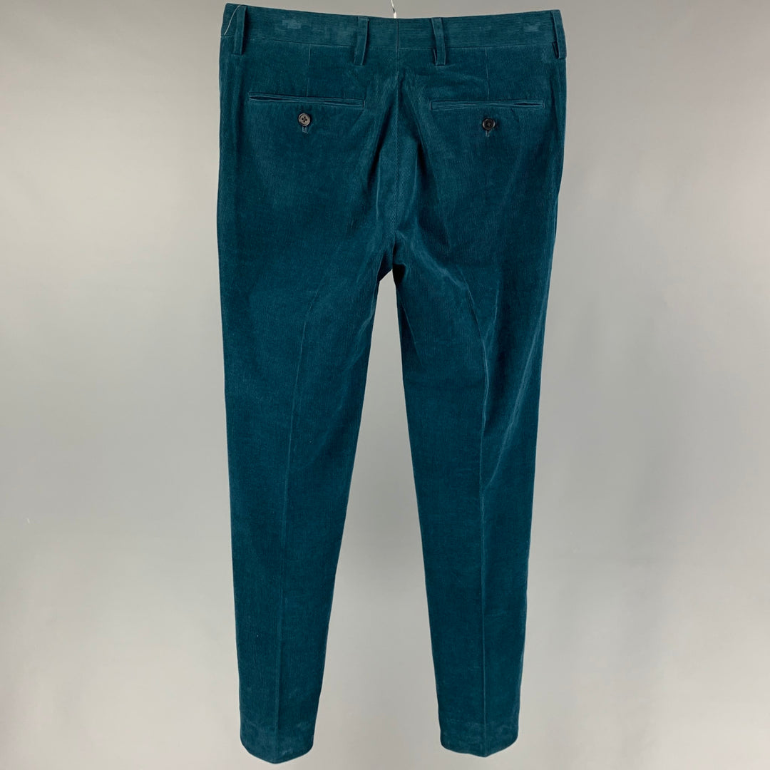 DISTRICT by UNITED ARROWS Size 28 Teal Corduroy Flat Front Casual Pants