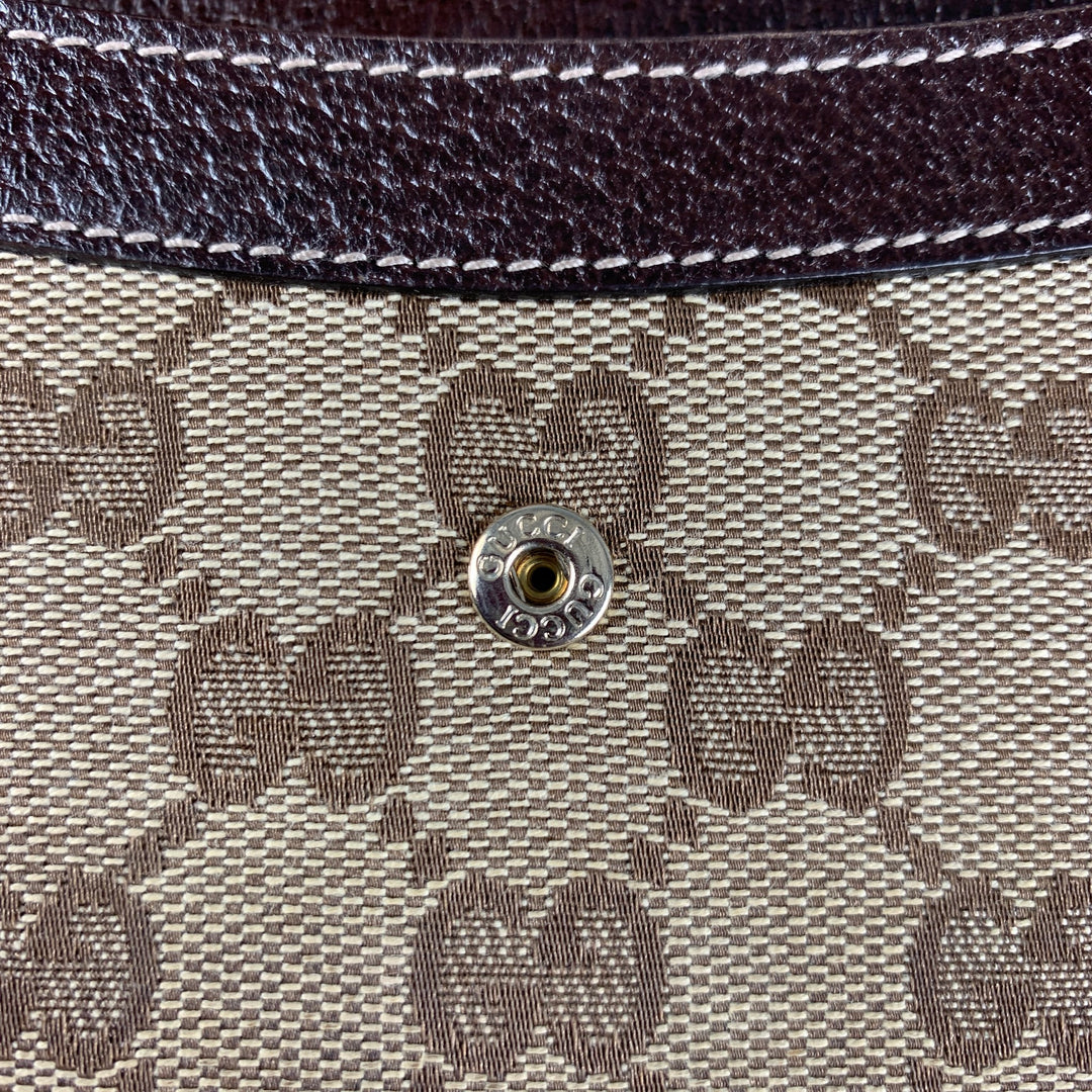 GUCCI Walet Brown Beige Monogram Canvas Leather