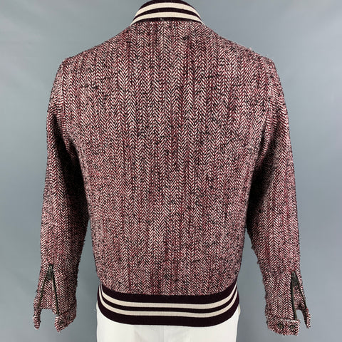 SCOTCH AND SODA Size L Red Black Wool Polyester Bomber Jacket