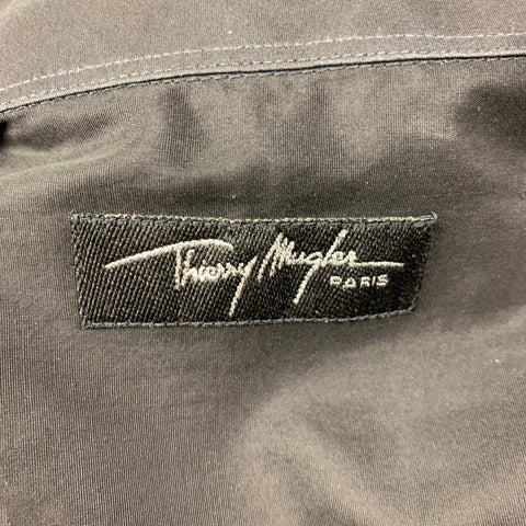 THIERRY MUGLER Size XS Black Cotton Hidden Placket Long Sleeve Shirt