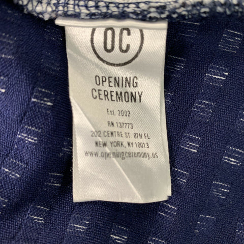 OPENING CEREMONY Size S Navy White Checkered Polyester Blend Crew-Neck Pullover