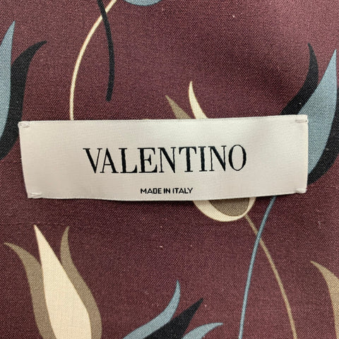 VALENTINO Size 38 Purple & Grey Floral Silk Notch Lapel Sport Coat