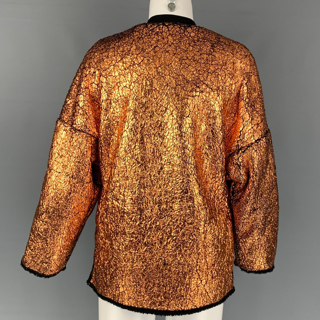 3.1 PHILLIP LIM Size S Brass & Black Metallic Polyester Layered Casual Top