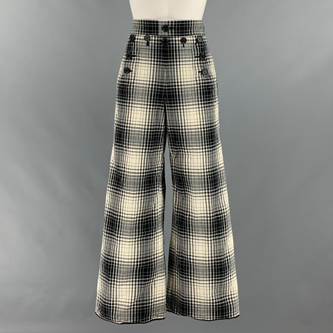 MARC JACOBS Taille 4 Pantalon décontracté marin à carreaux en coton blanc noir