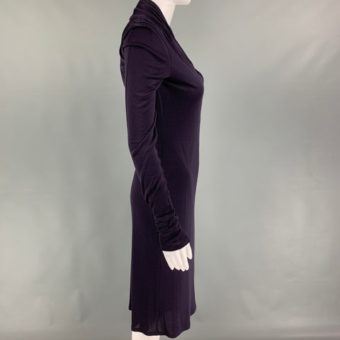 ALEXANDER MCQUEEN Size 6 Purple Viscose Long Sleeve Dress