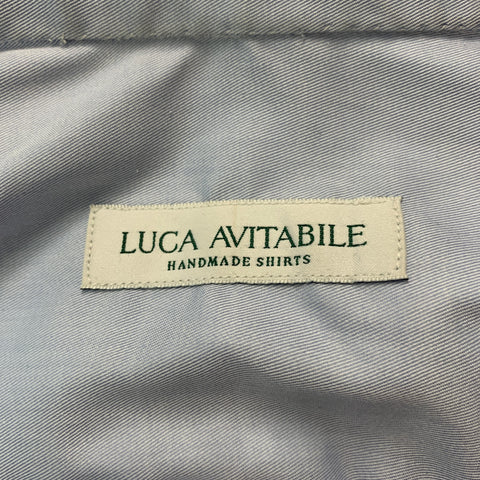 LUCA AVITABILE Size M Blue Solid Cotton Button Up Long Sleeve Shirt