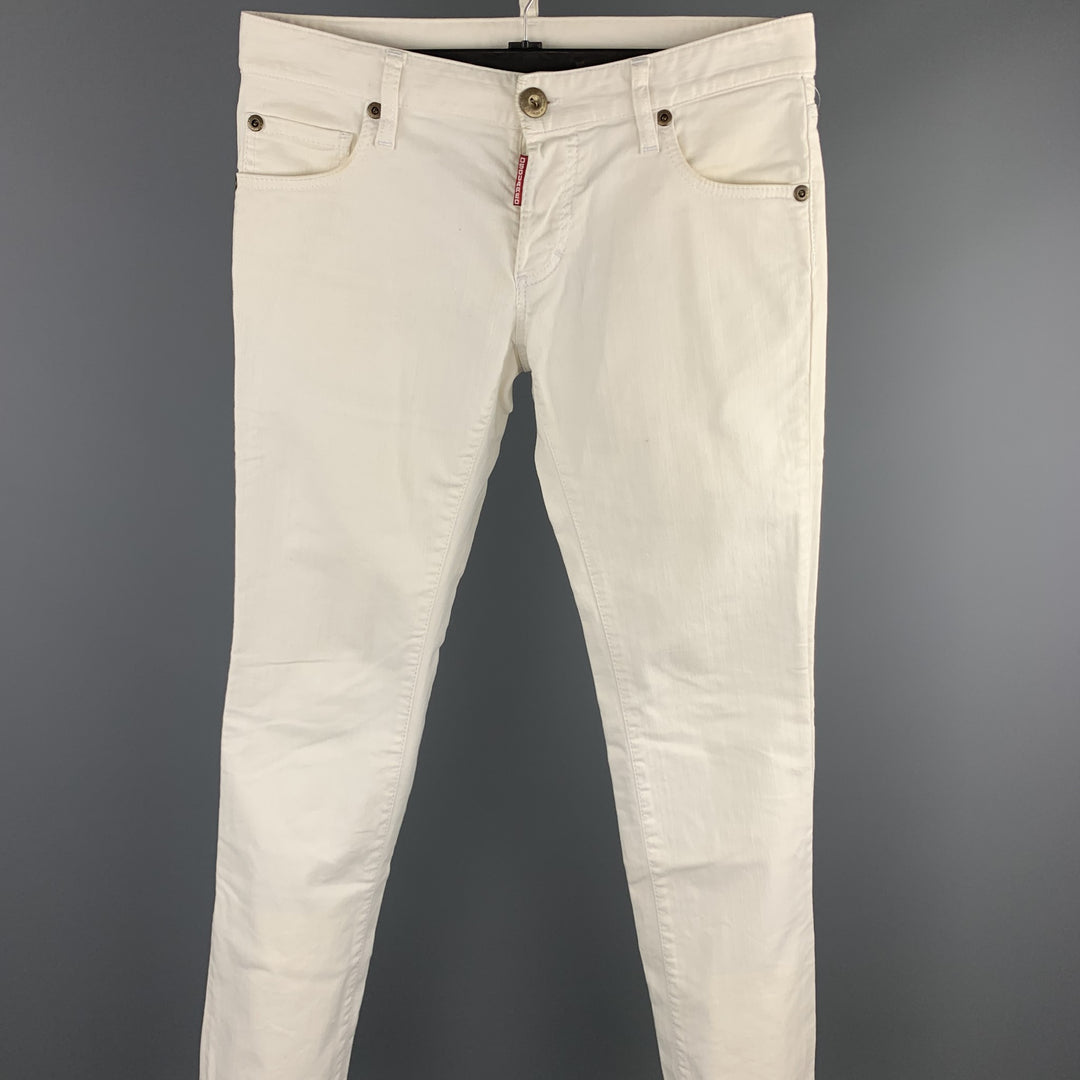 DSQUARED2 Size 30 White Cotton Jean Cut Casual Pants