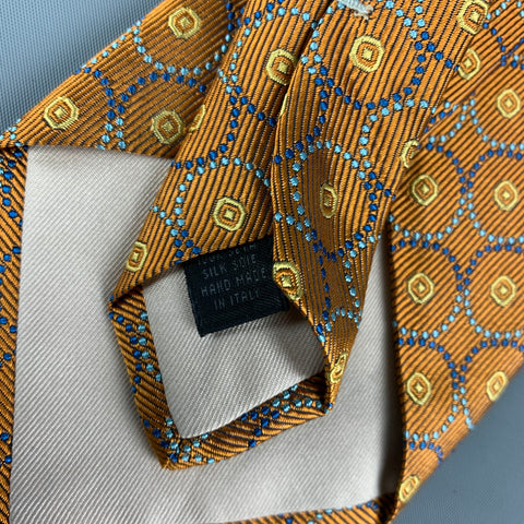 WILKES BASHFORD Mustard Blue Circles Silk Tie