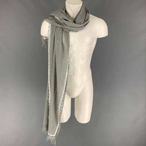 VINTAGE Light Gray White Beaded Scarf