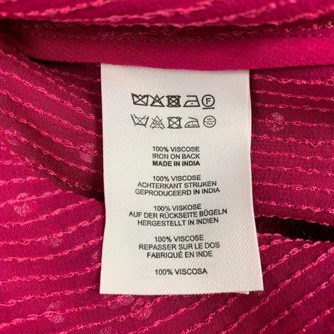 DRIES VAN NOTEN Size M Pink Sequined Viscose Hidden Placket Long Sleeve Shirt