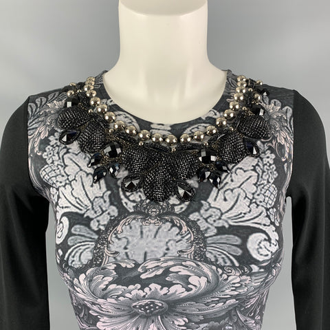 NEEDLE AND TREAD Size 2 Black Grey Polyester Abstract floral Dress