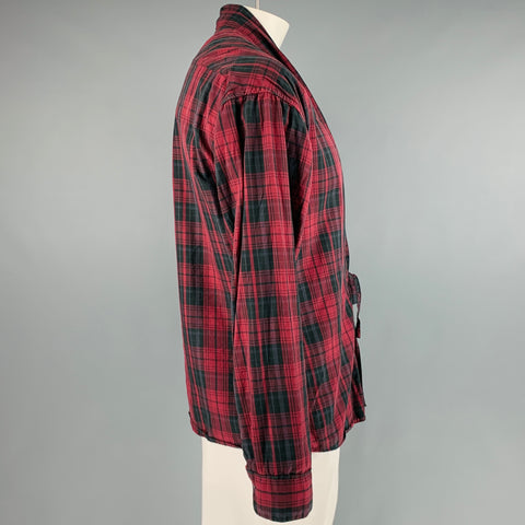 VISVIM Camisa Manga Larga Lhamo Algodón Cuadros Rojo Negro Talla L