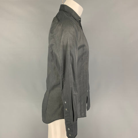 DIESEL Camisa de manga larga con botones de algodón color carbón talla S