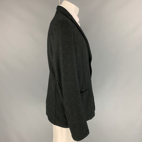 HARRIS WHARF LONDON Size 44 Green & Black Plaid Wool / Cotton Sport Coat
