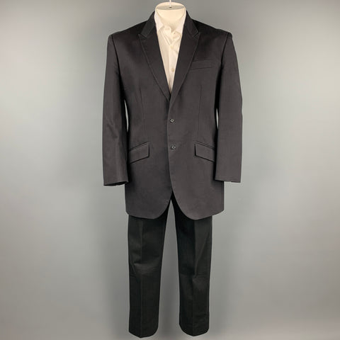 ALEXANDER MCQUEEN Size 42 Black Cotton Notch Lapel Suit
