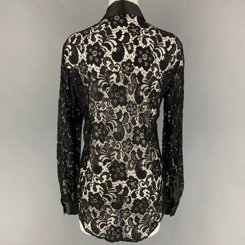 MOSCHINO Talla 10 Camisa con botones de encaje de poliamida negra