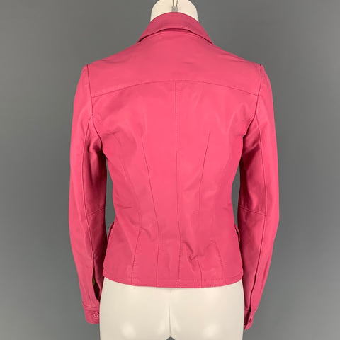PAUL & SHARK Size XS Pink Leather Notch Lapel Jacket