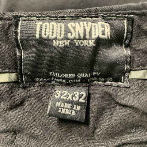 TODD SNYDER Size 32 Black Solid Cotton Zip Fly Casual Pants