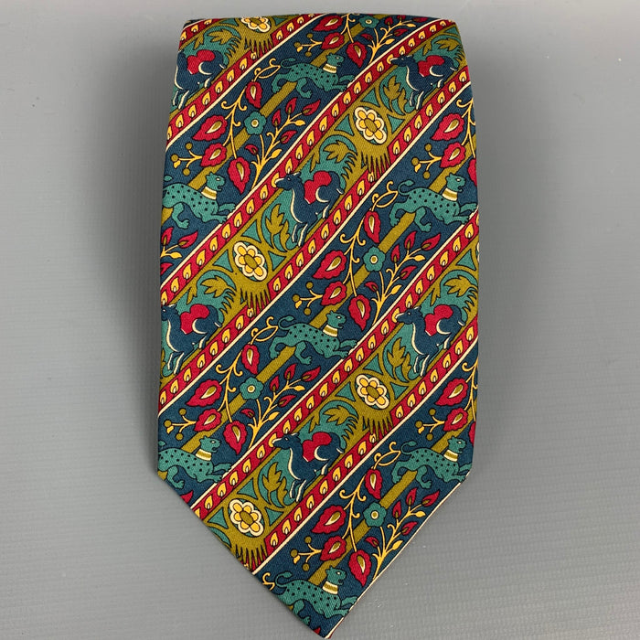 SALVATORE FERRAGAMO Multi-Color Tapestry Silk Tie