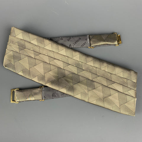 ROBERT TALBOTT Silver Black Stripe Silk Jacquard Cummerbund