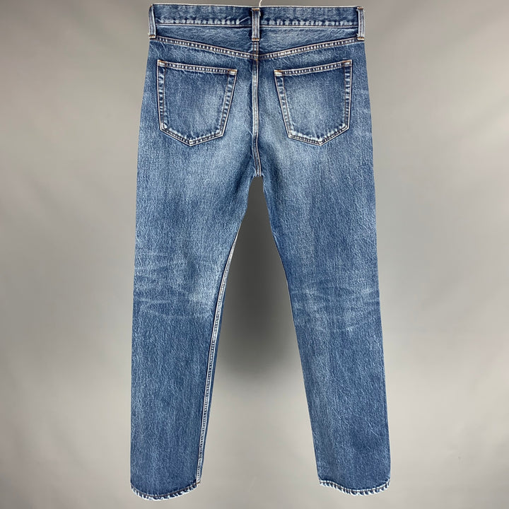 BALENCIAGA Size 31 Blue Wash Denim Button Fly Jeans