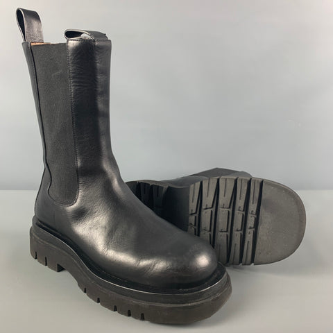 BOTTEGA VENETA Size 11 Black Pull On The Lug Boots