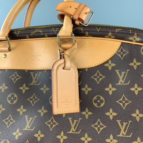 LOUIS VUITTON Alize 2 Poches Brown Leather Monogram Vachetta Trim Canvas Travel Bag