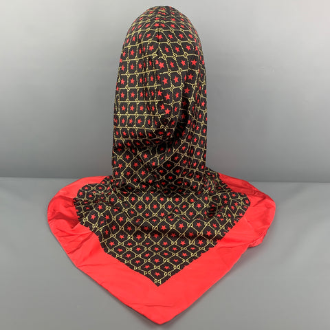 GUCCI Size M Black Red GG Star Print Polyamide Hood