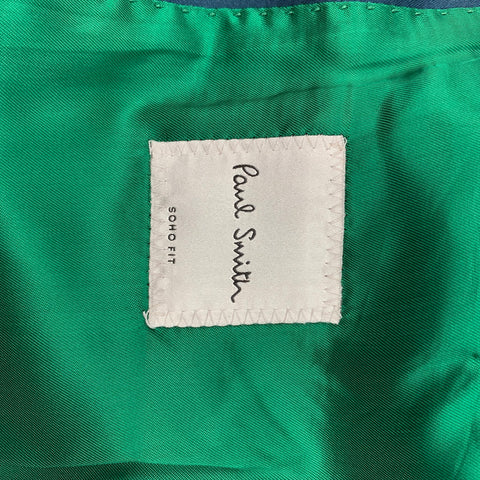 PAUL SMITH Soho Fit Size 38 Regular Forest Green & Teal Wool / Mohair Peak Lapel Sport Coat