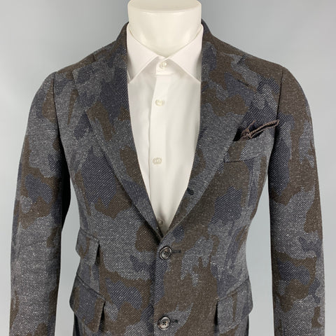 GABRIELE PASINI Size 34 Grey &  Brown Camo Wool Blend Sport Coat