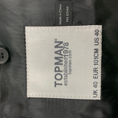 TOPMAN Size 40 Black Polyester / Viscose Peak Lapel Tuxedo Suit
