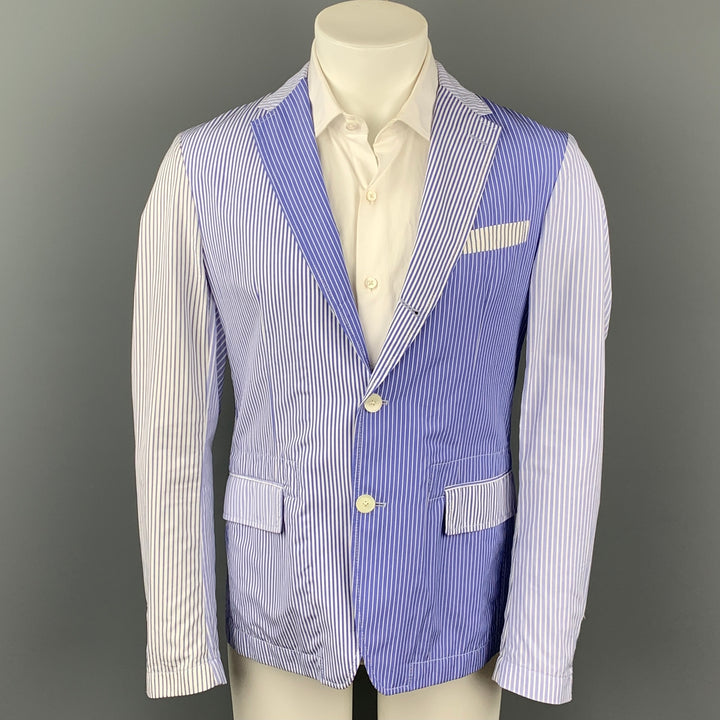 WOOSTER + LARDINI Size 40 Blue & White Two Toned Cotton Sport Coat
