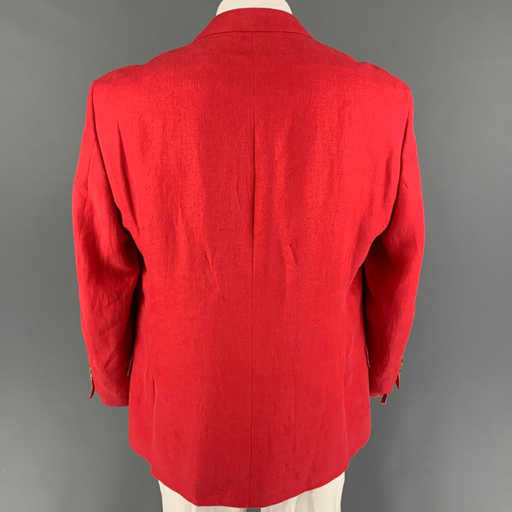 PAUL FREDERICK Size 46 Red Linen Notch Lapel Sport Coat