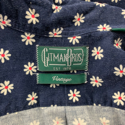 GITMAN VINTAGE Size M Navy & White Floral Corduroy Button Down Long Sleeve Shirt