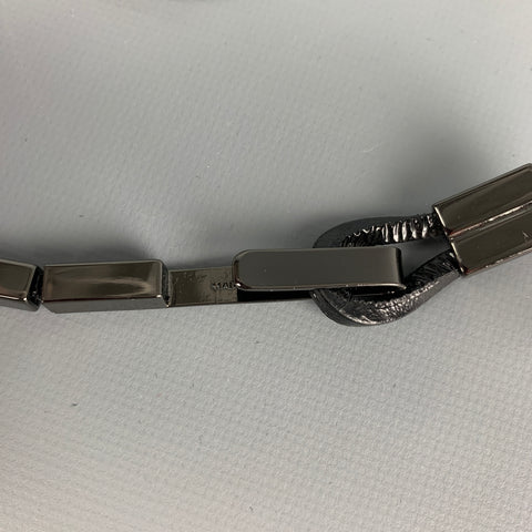 PRADA Black Gunmetal Patent Leather Necklace