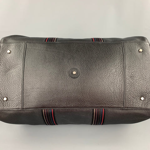 PAUL SMITH Black Leather Pebble Grain Weekender Bag